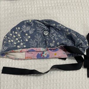 Soft blue with yellow accents scrub cap